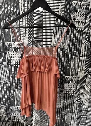 Топ на тоненьких брительках з сіточкою zara топ плісе асиметричний зара