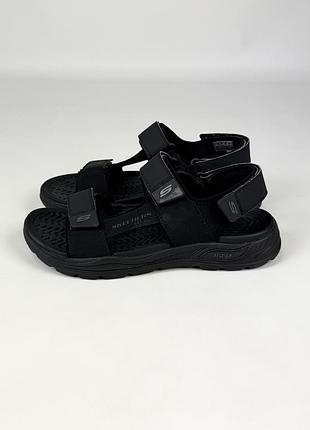 Босоніжки сандалії skechers arch fit motley sd - verlander 204349 blk оригінал чорні чоловічі шкіряні розмір 46 / 30 см