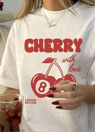 Жіноча оверсайз футболка з принтом cherry