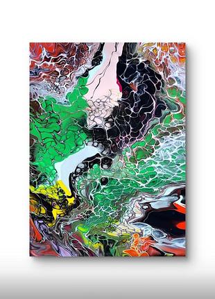 Стильная интерьерная картина fluid art 30х40 см / современная абстракция акрилом ручной работы