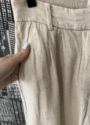 Широкі лляні жіночі літні брюки з защипами abercrombie & fitch, брюки палаццо з льону