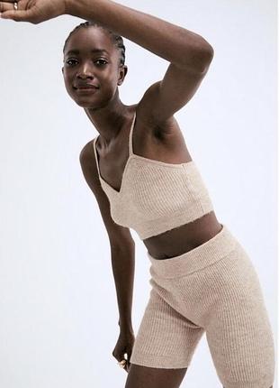 Стильний вʼязаний костюм топ і шорти h&m
