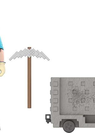 Игровой набор mattel minecraft movie «утка из взрывного вагонетка» со стёвом и аксессуарами (jgp20)