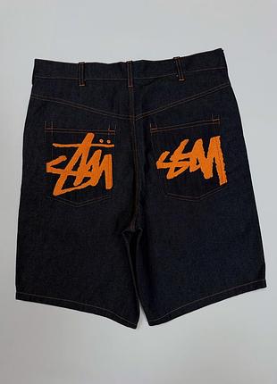 Stussy мужские джинсовые синие шорты бермуды с логотипом оригинал