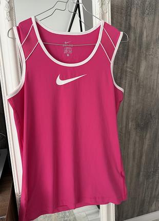 Жіноча спортивна майка nike dri fit довга майка для фітнесу подовжена майка nike l яскравіша рожве майка спортивна