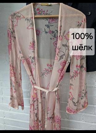 Шелковый халат-кимоно stockmann silk (100% натуральный шелк), размер m