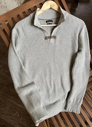 Massimo dutti светр чоловічий з кашеміру та бавовни, доповнений шкіряним фіксатором. розмір: l