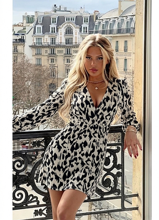 Летнее платье 🌴 платье shein 👗 летнее мини платье на резинке 🐆 анималистичный принт💛 летнее платье