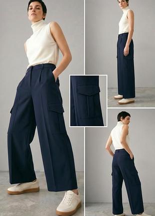 Широкие брюки карго с высокой посадкой marks&spencer collection