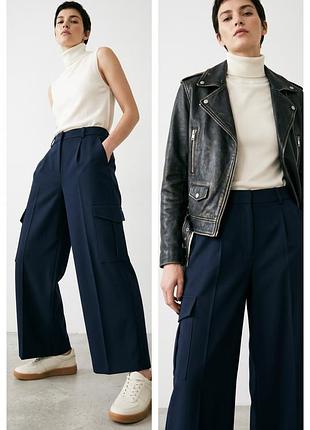 Широкі штани карго з високою посадкою marks&amp;spencer collection
