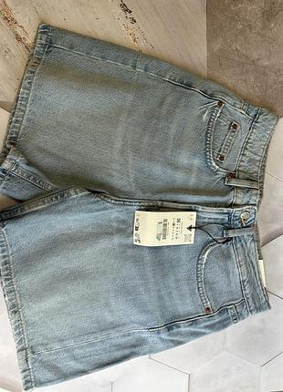 Джинсові шорти zara блакитні бермуди мом