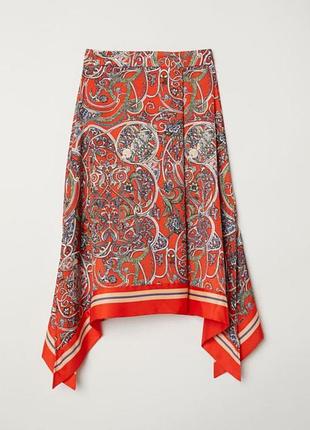 Сатиновая юбка миди в "платочный" принт летняя женская h&amp;m