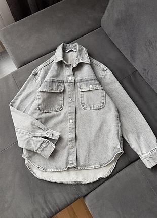 Сіра сорочка з деніму zara