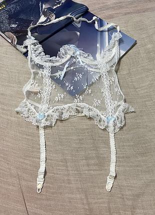 Cottelli collection оригиинальный белый кружевной корсет