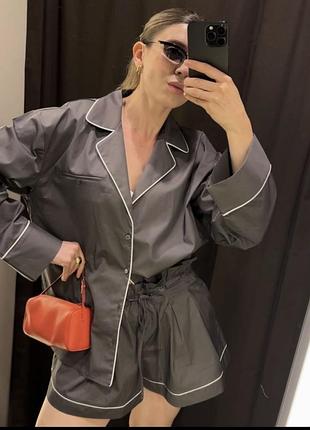 Zara костюм сорочка з шортами бавовняний розмір м л