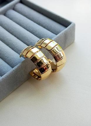 Винтажные серьги, эффектные кольца, золотистые, глянцевые, модные, стильные, винтаж