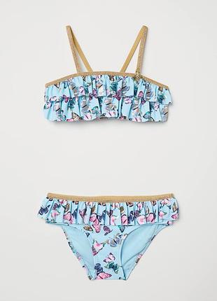 Дитячий купальник h&m 110/116 см з метеликами  на 4-6 років + кепка набір