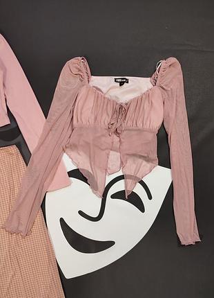 Рожевий топ pink vanilla з рукавами сіточка, розмір m