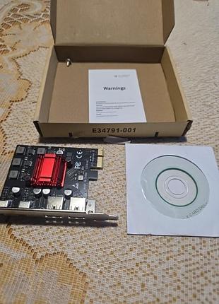 Карта расширения pci-e на 4 порта usb (2x usb-c, 2x usb-a) модели glotrends u3044ac