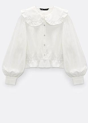 Блуза zara размер хс белого цвета, новая с бирками