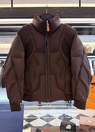 Мужской зимний пуховик louis vuitton коричневого цвета