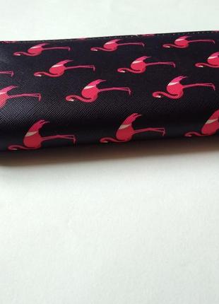 Новый трендовый большой длинный кошелек с розовым фламинго, черный бумажник6 фото