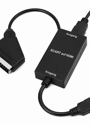 Адаптер scart в hdmi конвертер видео аудио 1080p переходник scart to hdmi для приставок dvd vhs