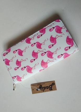 Новый актуальный большой длинный кошелек с розовым фламинго, бумажник на молнии9 фото