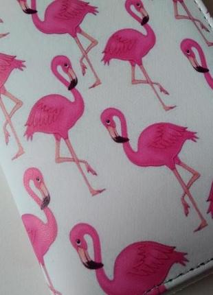 Новый актуальный большой длинный кошелек с розовым фламинго, бумажник на молнии3 фото