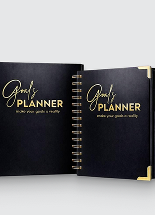 Планер carnet goals planner a5 на пружине | Ежедневник еженедельник для целей | черный английский планировщик