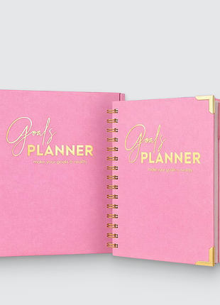 Планер carnet goals planner a5 на пружине | недельный планер для целей и планирования | розовый английский ежедневник