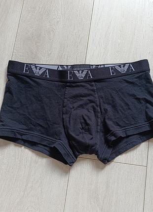 Черные трусы мужские базовые боксерки котоновые emporio armani m l 10 12 38 40 46 48