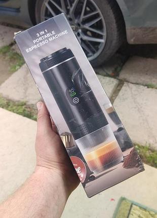Кавоварка jn02 портативна капсульна акумуляторна з нагріванням, кавомашина espresso maker usb сірий з дисплеєм