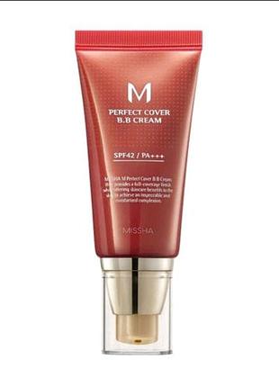 Bb-крем для обличчя missha m perfect cover bb cream spf 42/pa +++, 25 warm beige, 50 мл
