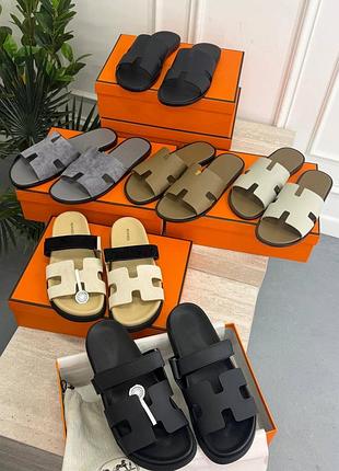 Чоловічі шльопанці ерме hermes у кольорах та моделях