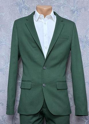 Костюм двойка мужской 42-44 размер asos design зеленый деловой пиджак брюки нарядный классический деловой официальный для молодого парня