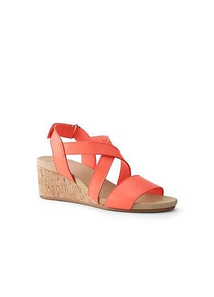 Босоніжки,  land's end: women's wide comfort cork wedge sandals, р10