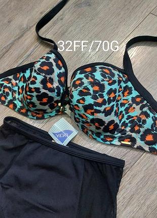 32ff/70g, boux avenue, стильный леопардовый раздельный купальник на поролоне, новый