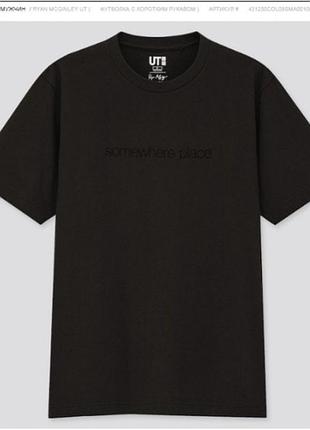 Мужская черная футболка, uniqlo, р.м