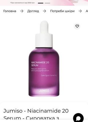 Сироватка jumiso niacinamide 20 обсяг 40 мл