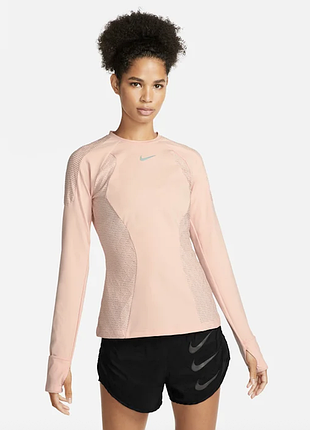 Стильна жіноча спортивна кофта лонгслів найк nike running division pink, m, оригінал