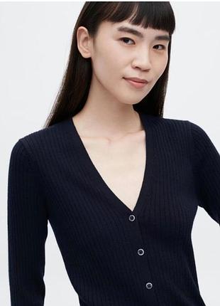 Вовняний кардиган у рубчик uniqlo