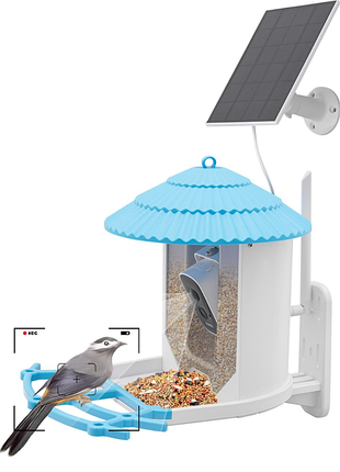 Умная кормушка для птиц (smart bird feeder) с камерой высокого разрешения для наблюдения в реальном времени з wi fi на сонячній панелі