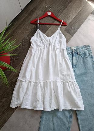 Сукня біла жатка на бретелях primark.