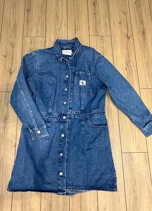 Джинсова сукня сорочка calvin klein jeans оригінал, синя джинсова сукня ck, розмір xl