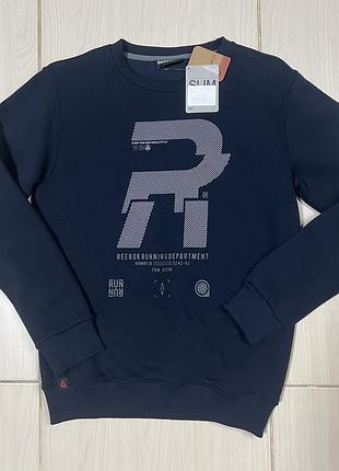Свитшот reebok синий, зимний на флисе