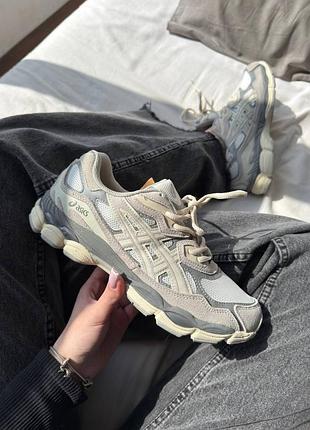Asics gel-nyc white grey/асикс гель-ник белые с серым 36 37 38 39 40 41 42 43