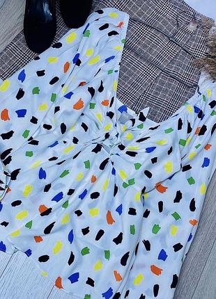 Літня блуза asos l  біла блуза трикотажна приталена блуза з об’ємними рукавами жіноча блуза