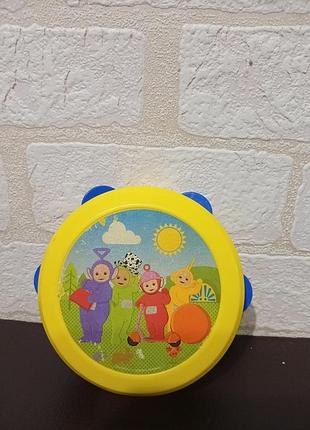 Детский бубен с изображением персонажей шоу «телепузики», выполненный в ярких тонах 2