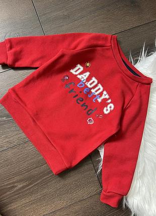 Червоний світшот кофта для хлопчика 9-12 міс 80 см тато з написом батько daddy’s best friend осінь зима весна